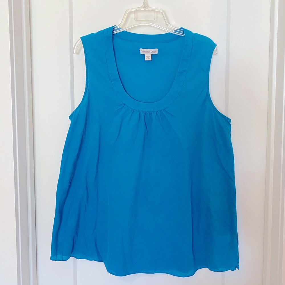 Coldwater Creek Turquoise Cotton Scoopneck Tank XL (18)